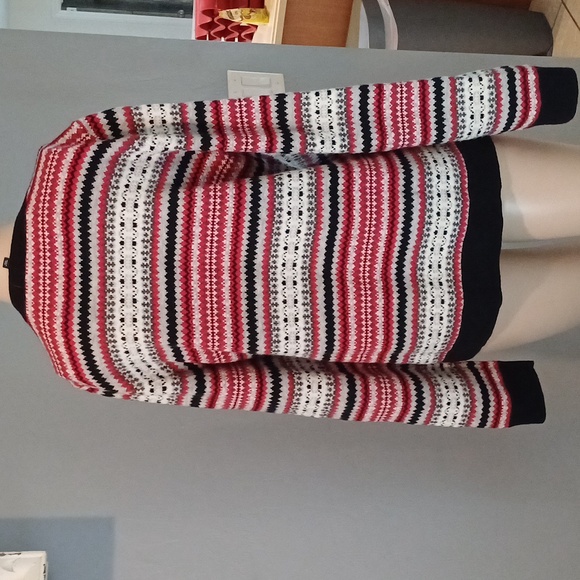 🔥🔥Talbots Fair Isle Nylon & Lambswool Cardigan sweater red Black M - Picture 11 of 11